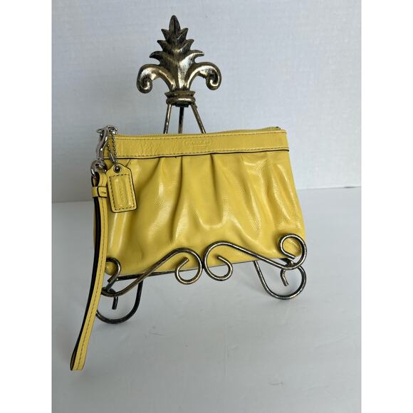 Coach Sunshine Yellow Leather Wristlet Wallet - Picture 1 of 9
